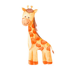 cute watercolor giraffe. african animal illustration
