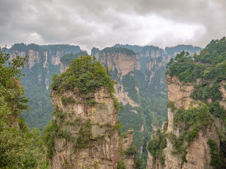 Fototapeta na wymiar Beautiful mountain yalley of Yuanjiajie or Avartar mountain at Zhangjiajie National Forest Park in Wulingyuan District Zhangjiajie City China