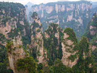 Fototapeta na wymiar Beautiful mountain yalley of Yuanjiajie or Avartar mountain at Zhangjiajie National Forest Park in Wulingyuan District Zhangjiajie City China