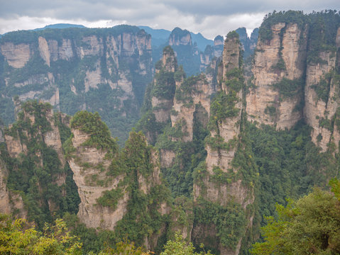 Beautiful mountain yalley of Yuanjiajie or Avartar mountain at Zhangjiajie National Forest Park in Wulingyuan District Zhangjiajie City China