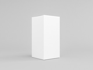 White textured paper box mockup isolated on gray, Half Side View