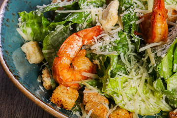 Caesar salad with shrimps