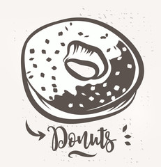 Donut poster with cool design. Vector stock illustration.