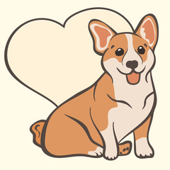 Corgi dog breed vector illustration. Cute corgi puppy cartoon icon. Welsh Corgi, love dogs. Simple emblem for pet shop, zoo ads, animal food package. Doggy image in minimal style.