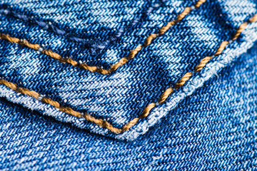 Blue jeans close up. Selective focus.