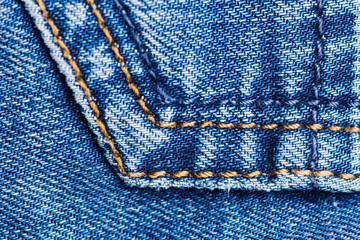 Blue jeans close up. Selective focus.