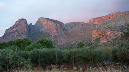 Mountains at sunset, Sicily