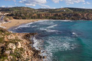 Malta sea. Beautiful winter island Malta view
