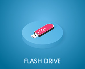 Fototapeta premium Flash drive isometric icon. Vector illustration. 3d concept