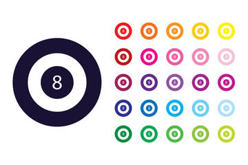 8 ball pool icon. 8 ball pool color symbol.