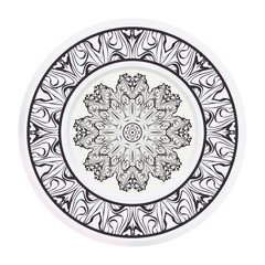 decorative plates for interior design. Empty dish, porcelain plate mock up design. Vector illustration. Decorative plates with Mandala ornament patterns. Home decor background