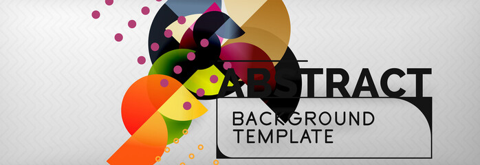 Circle vector abstract geometric background, color round shapes composition on grey