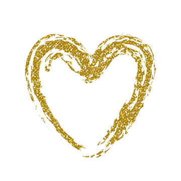 Golden Glitter Heart. Vector