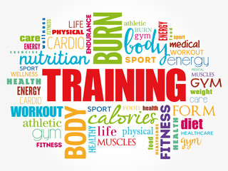TRAINING word cloud, fitness, sport, health concept