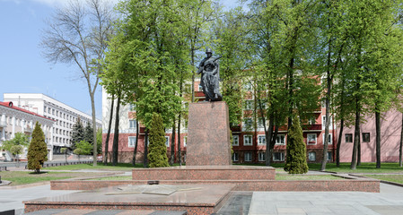 Mass grave and the Eternal Flame are located on Labor Square in Gomel. The intersection of Lenin Avenue with Internatsionalnaya Street. The memorial is one of the main attractions of the city.