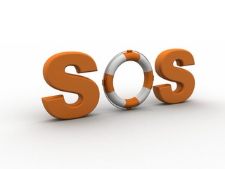 3d rendering Lifebuoy SOS Sign
