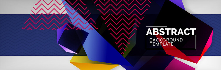 Naklejka premium Dark color geometric abstract background, 3d shapes