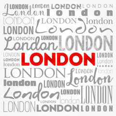 London wallpaper word cloud, travel concept background