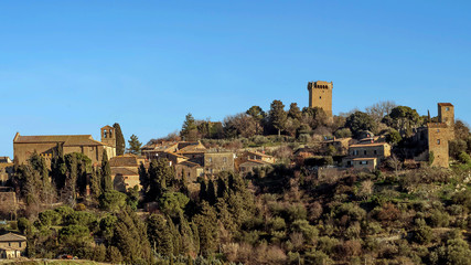 Fototapeta na wymiar Beautiful aerial view of the historic center of Monticchiello, Siena, Tuscany, Italy
