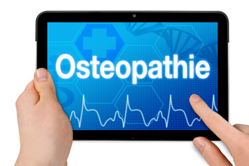 Tablet mit Touchscreen und Osteopathie
