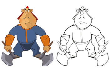 Vector Illustration of a Soldier Mongol. Coloring Book Cartoon 