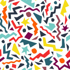 Creative seamless pattern made from abstract paper cutouts