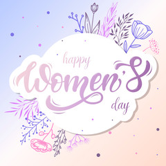 Beautiful Happy Women's day greeting card design. Perfect for posters, banners, invitations