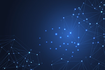 Global structure networking and data connection concept. Social network communication in the global computer networks. Internet technology. Business. Science. Vector illustration