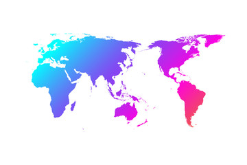 Colorful world map vector gradient design, Asia in center