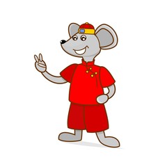 Metal rat. The symbol of the Chinese New Year. Vector.