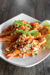 Tiger prawn spicy salad,