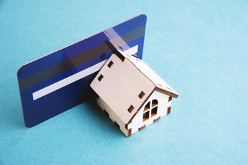 Fototapeta premium Invest in real estate, concept photo of credit card and payment for rent