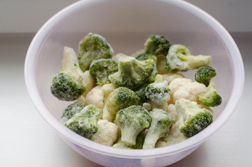 Frozen cauliflower and broccoli