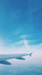Fototapeta na wymiar View from the window of the plane, Blue sky, Skyscape