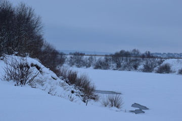 Winter, snow, river