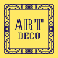 Fototapeta premium Vintage invitation frame in art deco. Retro style border frame and label. Old retro vintage deco art design