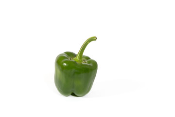 Green fresh and healthy peppers on white background