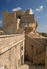 Fototapeta na wymiar Tower and stairs, Monte Altura fortress near Palau, Northern Sardinia