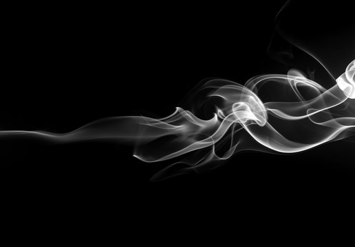 Abstract black and white smoke on black background, fire design