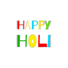 Happy Holi greeting card. Colorful words Happy Holi isolated on white background. Holi Festival.