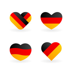 Germany flag illustration, vector heart with german flag