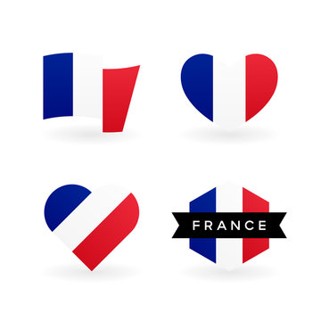 France flag illustration, vector hearts with french flag