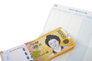 다양한 세계 화폐 돈 금융 컨셉 정물 사진 이미지