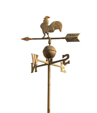 wind vane to indicate the wind direction and the metal cock abov