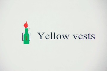 Checklist box - Yellow vests. Check form and demonstration concept