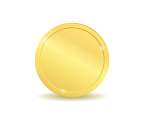 Realistic gold coin. Golden penny.