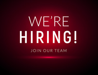We are Hiring career employee message background. Employment hiring job recruitment concept banner