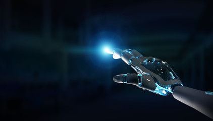 Intelligent robot machine pointing finger 3D rendering