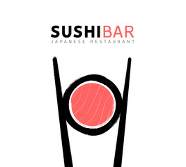 Sushi logo fish food japan restaurant. Japanese seafood logo asian dinner