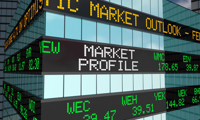 Market Profile Stock Ticker Wall Street Building 3d Illustration